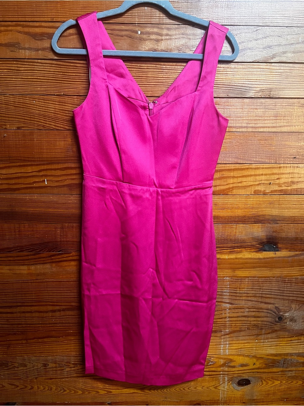 Marciano by Guess Pink Satin Cocktail Dress Size 6 Draped V Neck Party